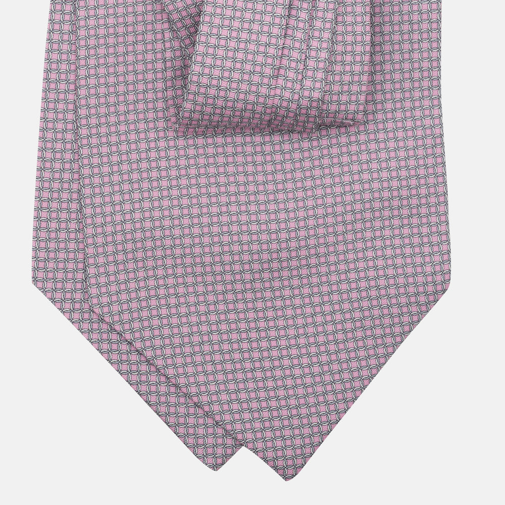 Ascot Sartoriale in Pura Seta Twill | Fatto a Mano -  Fantasia Concatenata Rosa