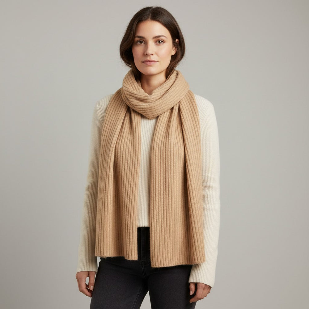 Sciarpa a Coste in 100% Cashmere | Cammello - 105