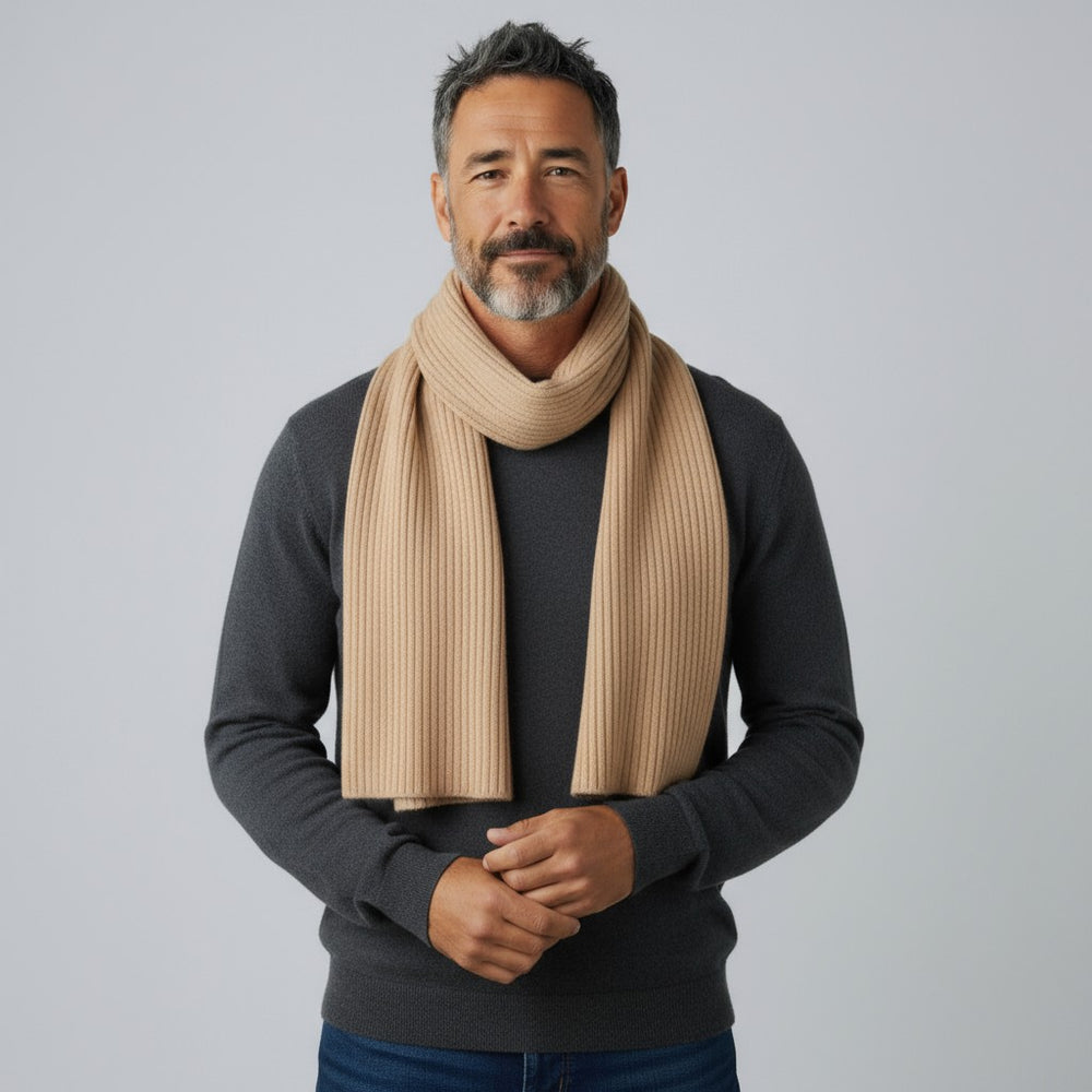 Sciarpa a Coste in 100% Cashmere | Cammello - 105