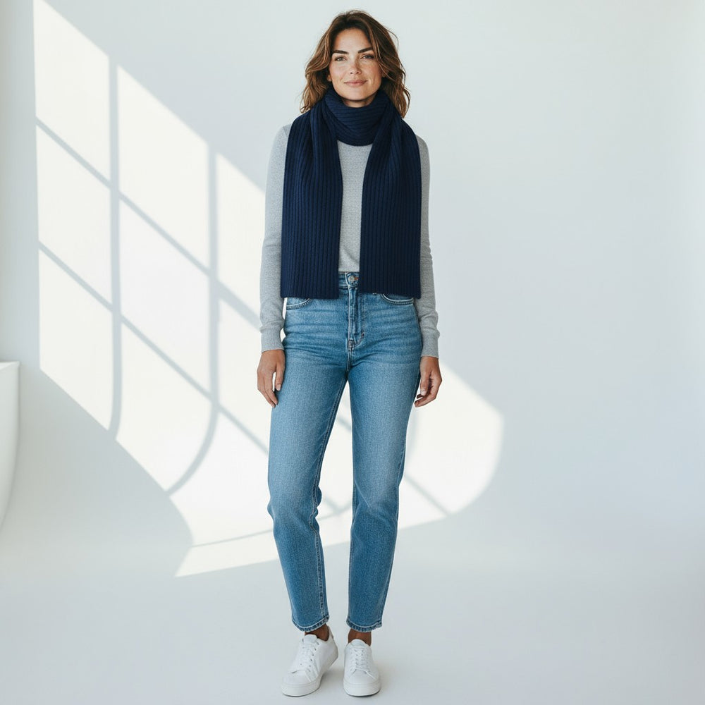 Sciarpa a Coste in 100% Cashmere | Notturno - 105
