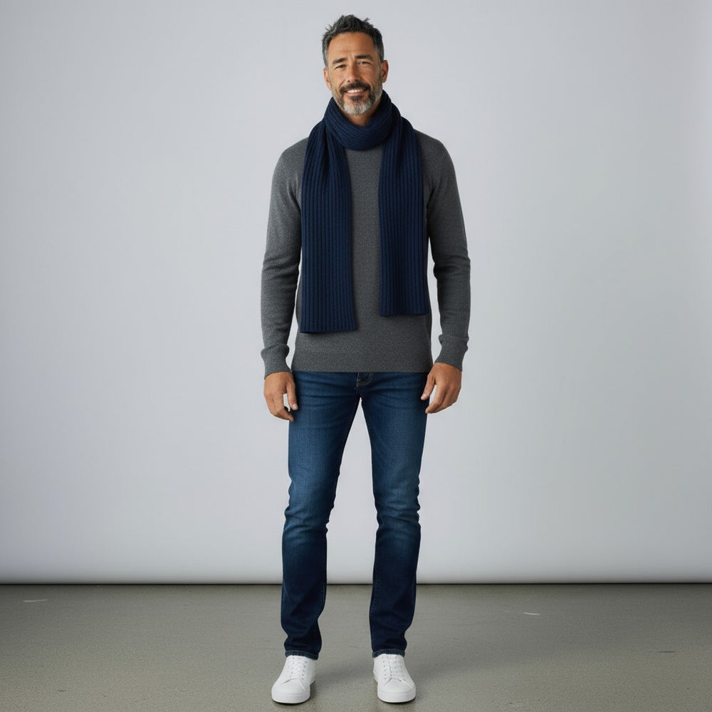 Sciarpa a Coste in 100% Cashmere | Notturno - 105