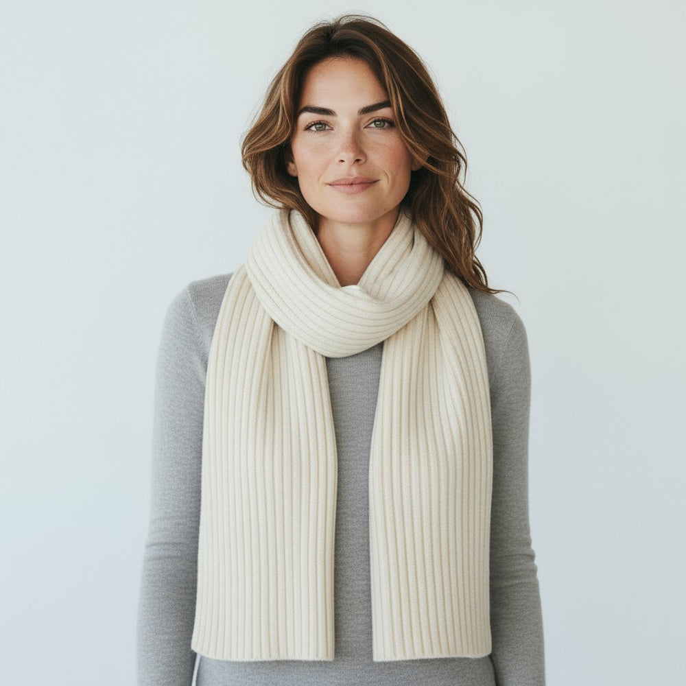 Sciarpa a Coste in 100% Cashmere | Panna - 105