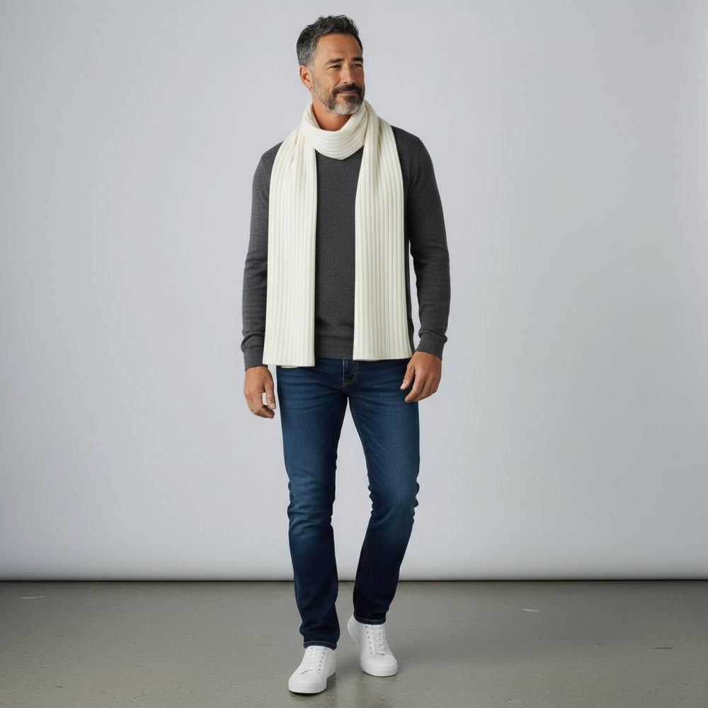 Sciarpa a Coste in 100% Cashmere | Panna - 105