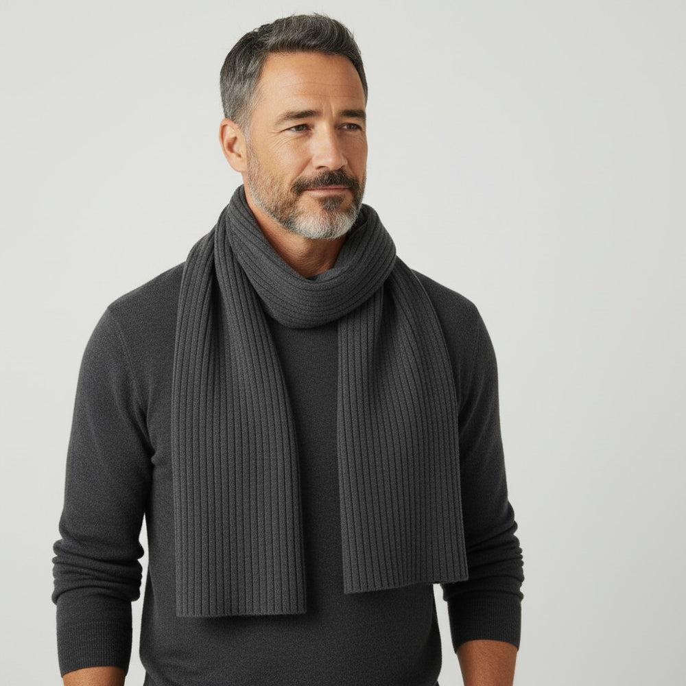 Sciarpa a Coste in 100% Cashmere | Piombo - 105