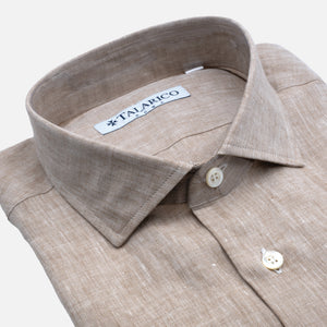 Camicia In Lino Collo alla Francese Sabbia