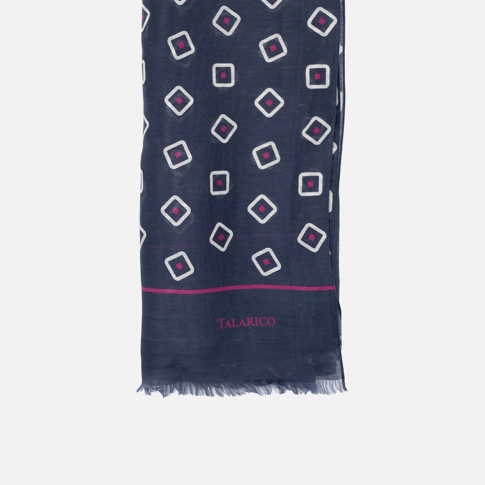 Sciarpa Creta in Puro Lino Blu Rosa | Made in Italy - Uomo