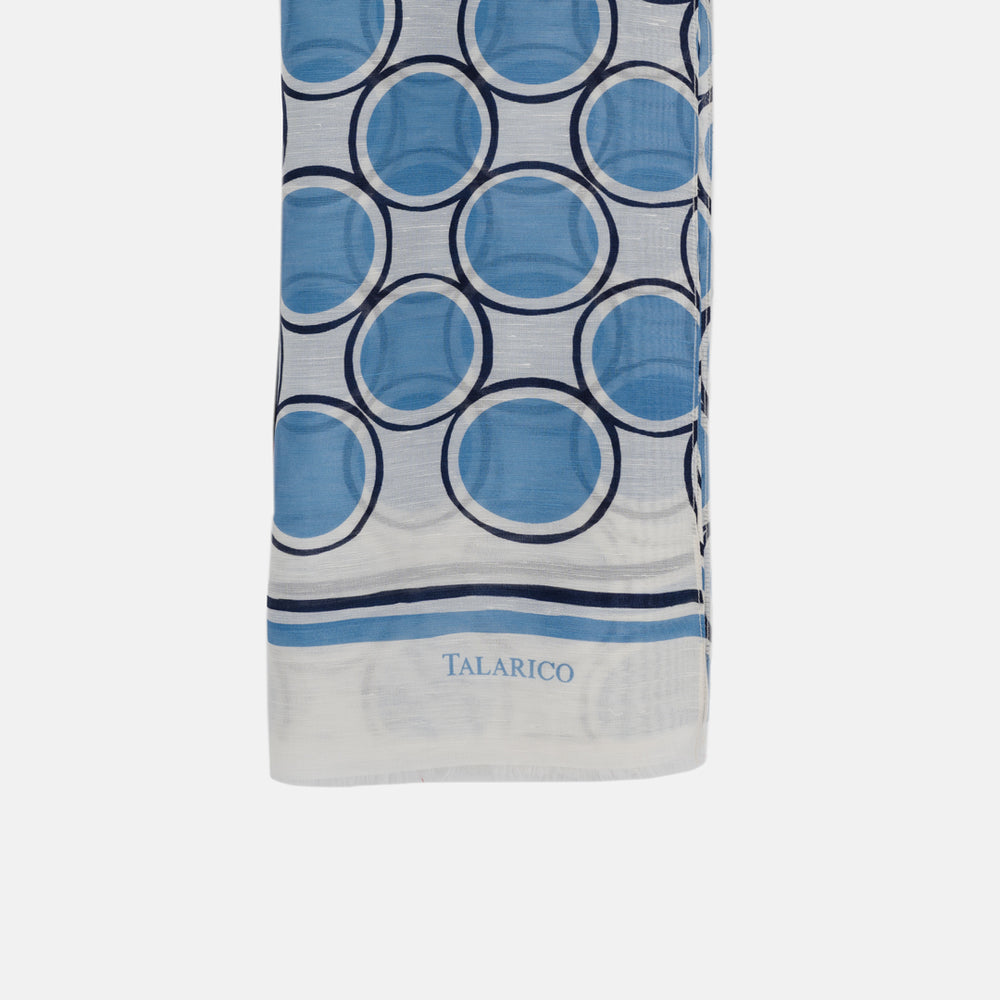 Sciarpa Rodi in Puro Lino Bianco Celeste | Made in Italy - Uomo