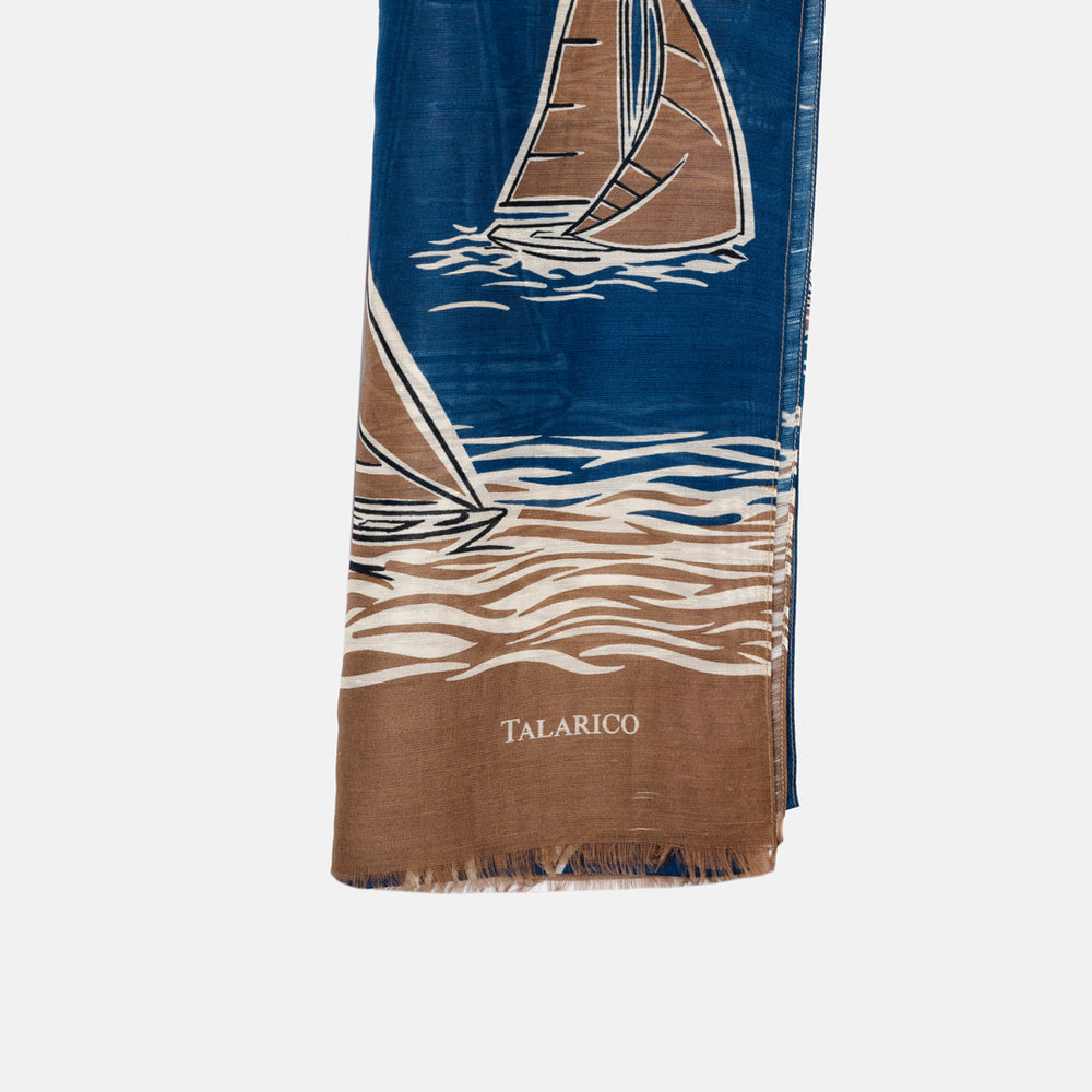 Sciarpa Eolie in Puro Lino Marrone Blu | Made in Italy - Uomo