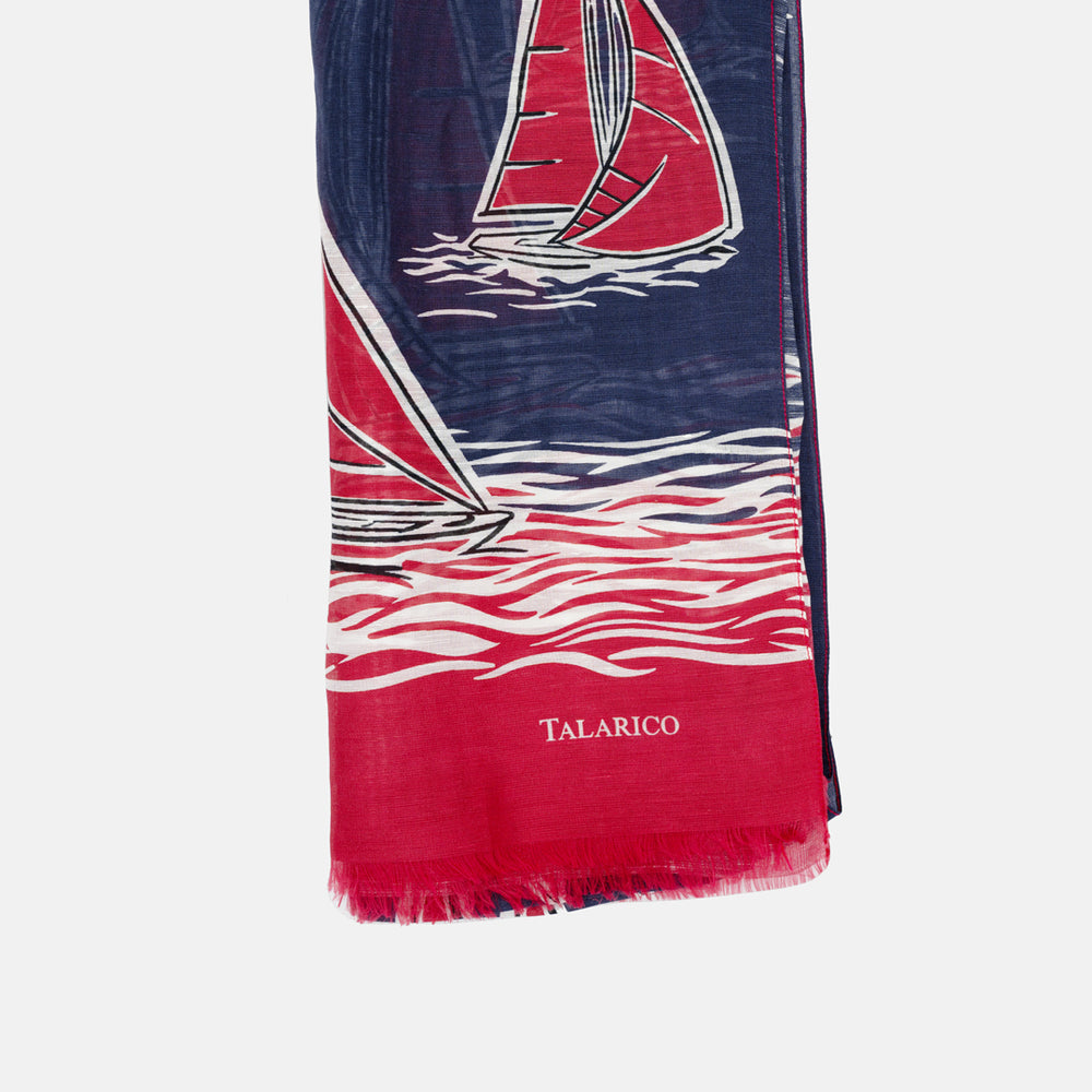 Sciarpa Eolie in Puro Lino Rosso Blu | Made in Italy - Uomo