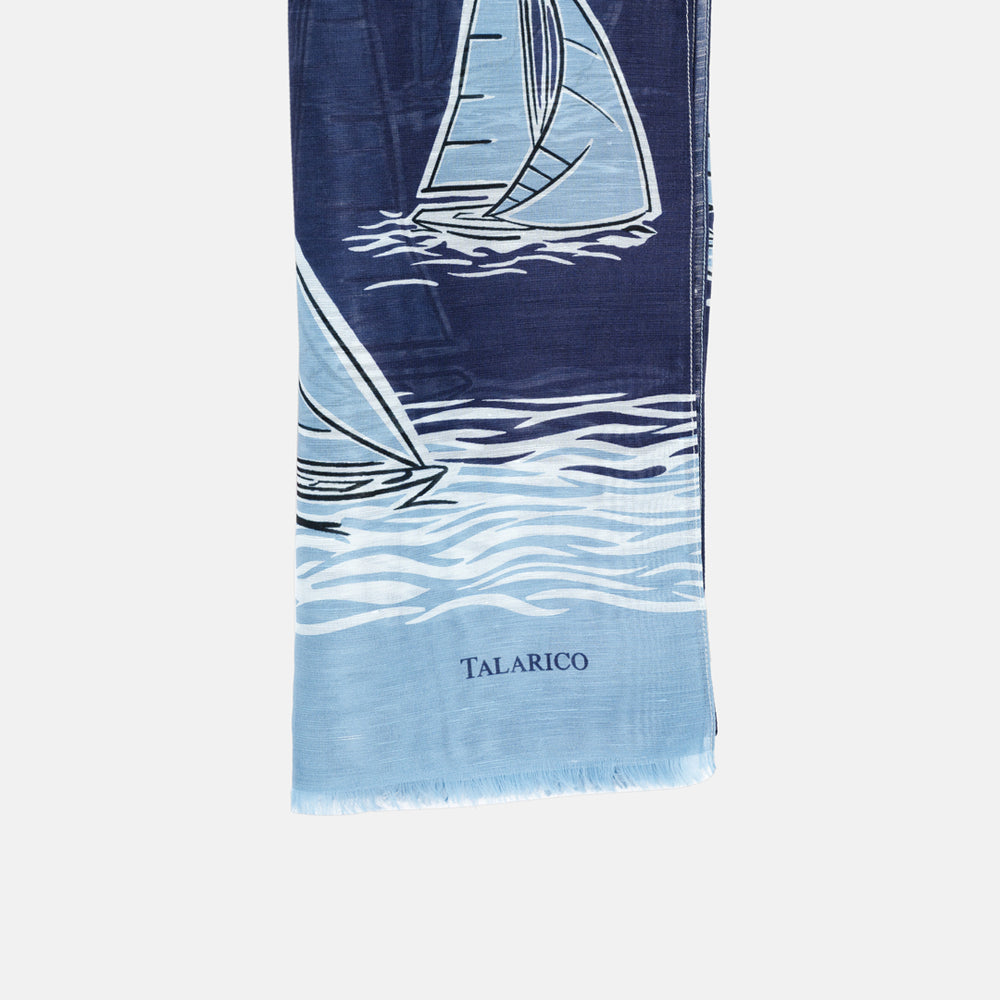 Sciarpa Eolie in Puro Lino Celeste Blu | Made in Italy - Uomo