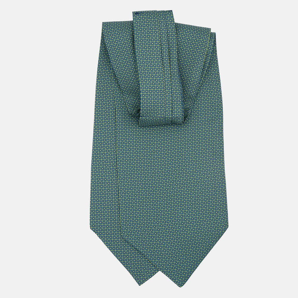 Ascot Sartoriale in Pura Seta Twill | Fatto a Mano -  Fantasia Geometrica Verde