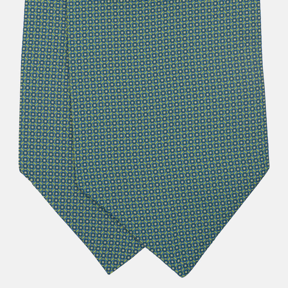 Ascot Sartoriale in Pura Seta Twill | Fatto a Mano -  Fantasia Geometrica Verde