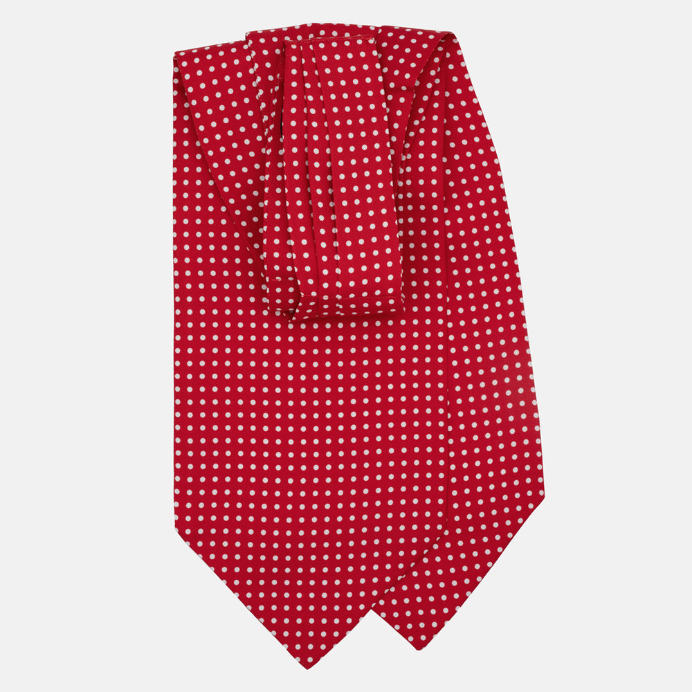 Ascot Sartoriale in Pura Seta Twill | Fatto a Mano -  Fantasia Pois Rosso