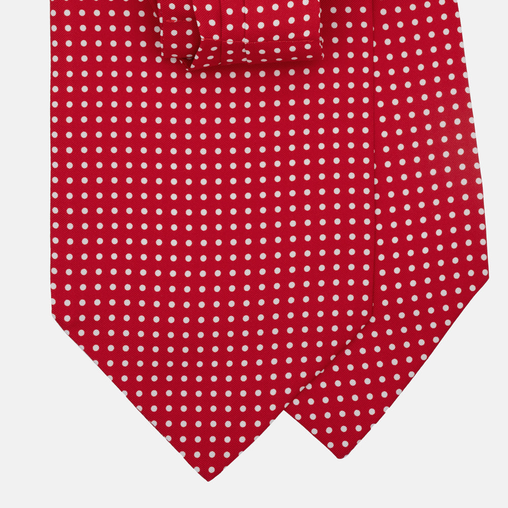 Ascot Sartoriale in Pura Seta Twill | Fatto a Mano -  Fantasia Pois Rosso