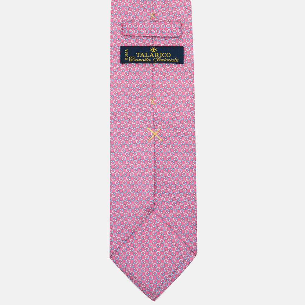 Cravatta 3 pieghe in Seta Fantasia Geometrica, Rosa - MO9983