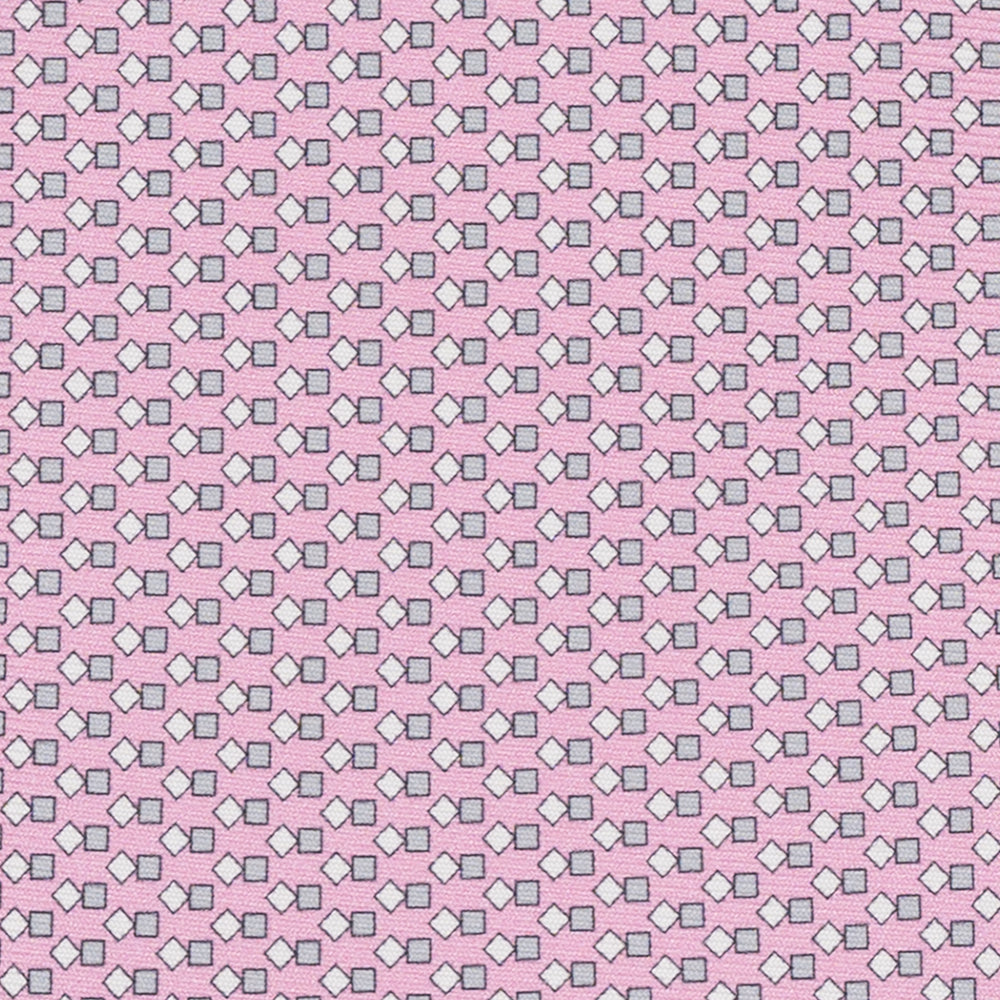 Cravatta 3 pieghe in Seta Fantasia Geometrica, Rosa - M49800