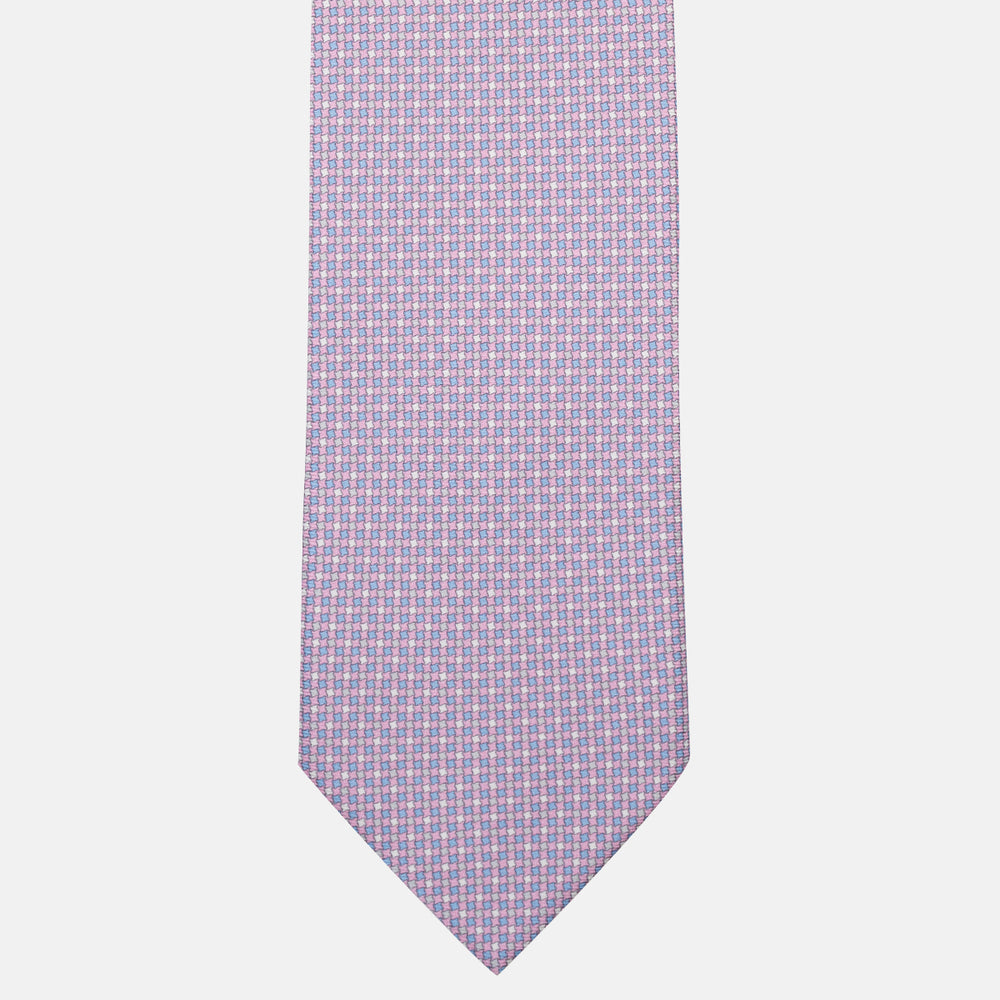 Cravatta 3 pieghe in Seta Fantasia Geometrica, Rosa - MOA409