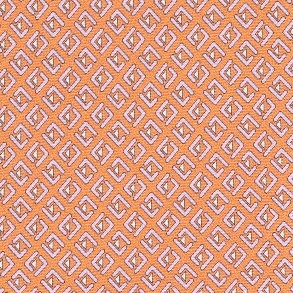 Cravatta 3 pieghe in Seta Fantasia Geometrica, Arancione - M50029