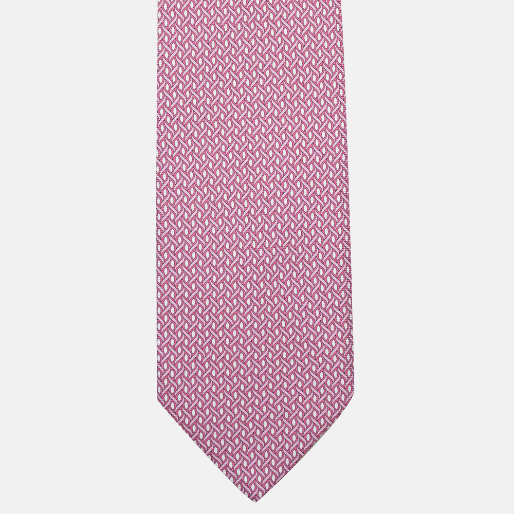 Cravatta 3 pieghe in Seta Fantasia Geometrica, Rosa - M50024