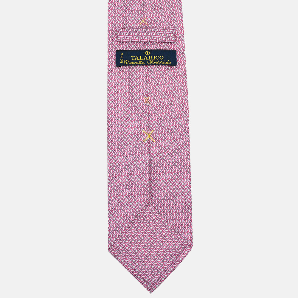 Cravatta 3 pieghe in Seta Fantasia Geometrica, Rosa - M50024