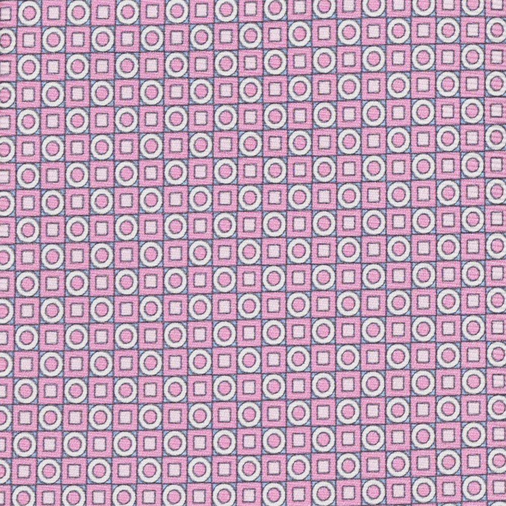 Cravatta 3 pieghe in Seta Fantasia Geometrica, Rosa Chiaro - M49115