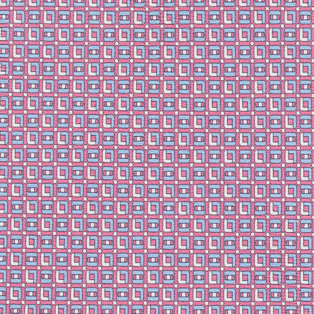 Cravatta 3 pieghe in Seta Fantasia Geometrica, Rosa - M49796