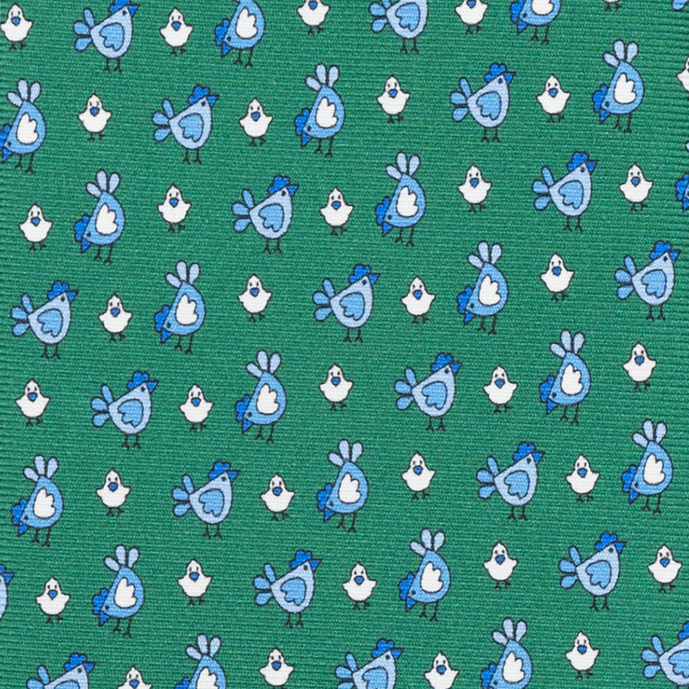 Cravatta 3 pieghe in Seta Fantasia Pulcini, Verde - M55268