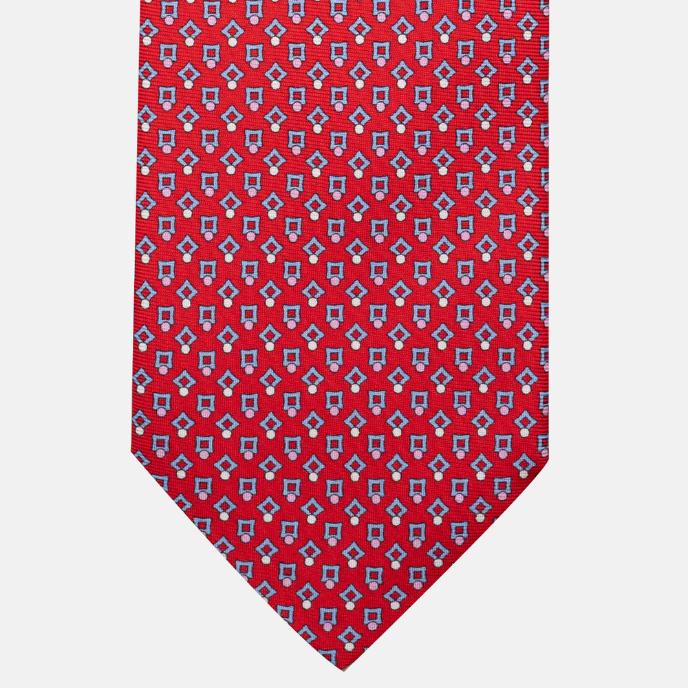 3-Fold Micro Silk Tie with Red Pattern - DSC_4401