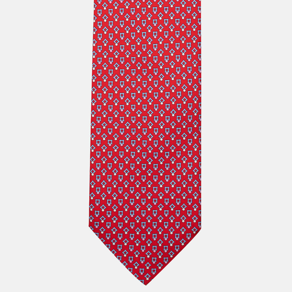 3-Fold Micro Silk Tie with Red Pattern - DSC_4401