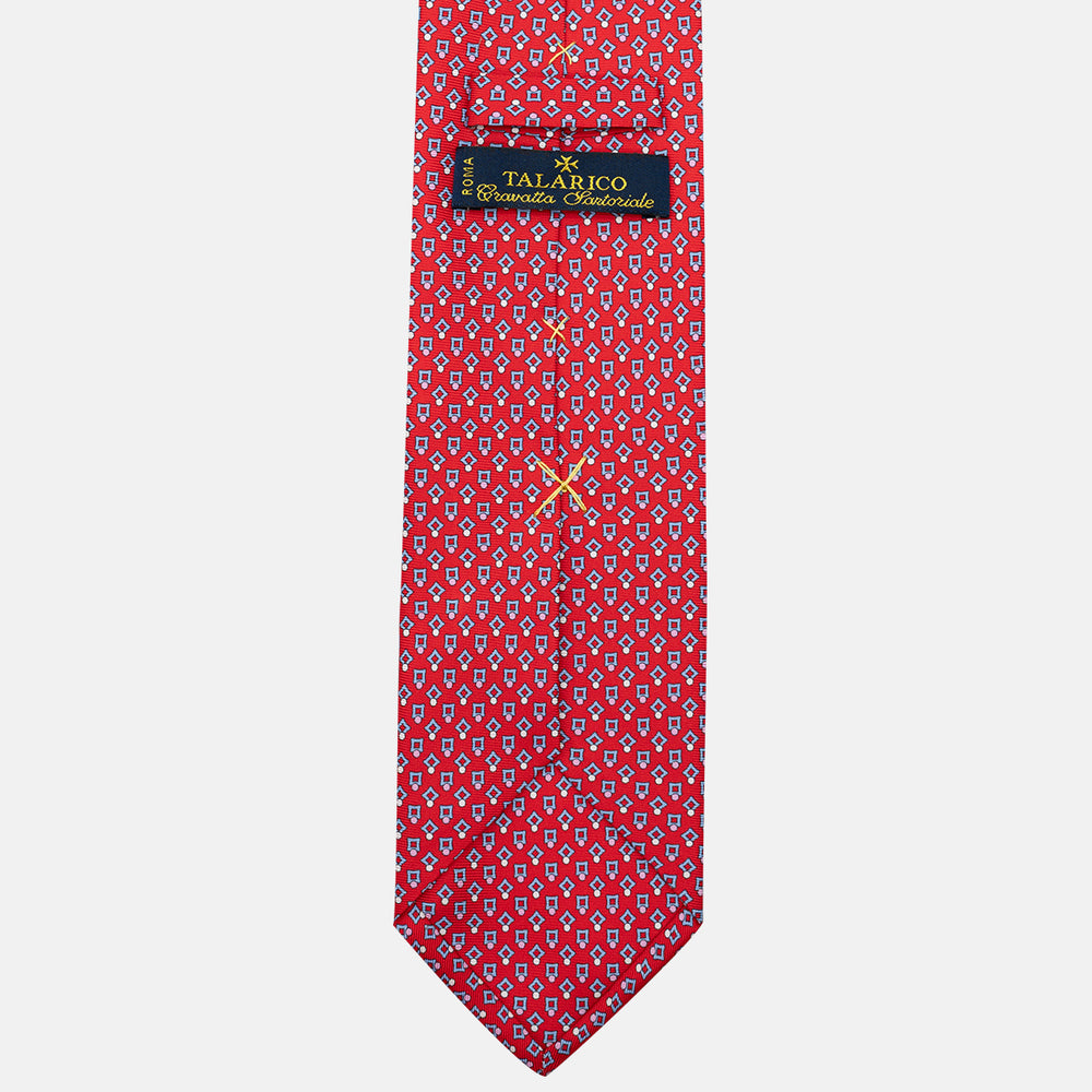 3-Fold Micro Silk Tie with Red Pattern - DSC_4401