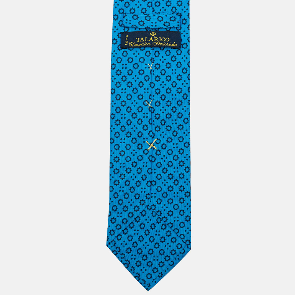 Turquoise Geometric Pattern 3-Fold Silk Tie - DSC_4407