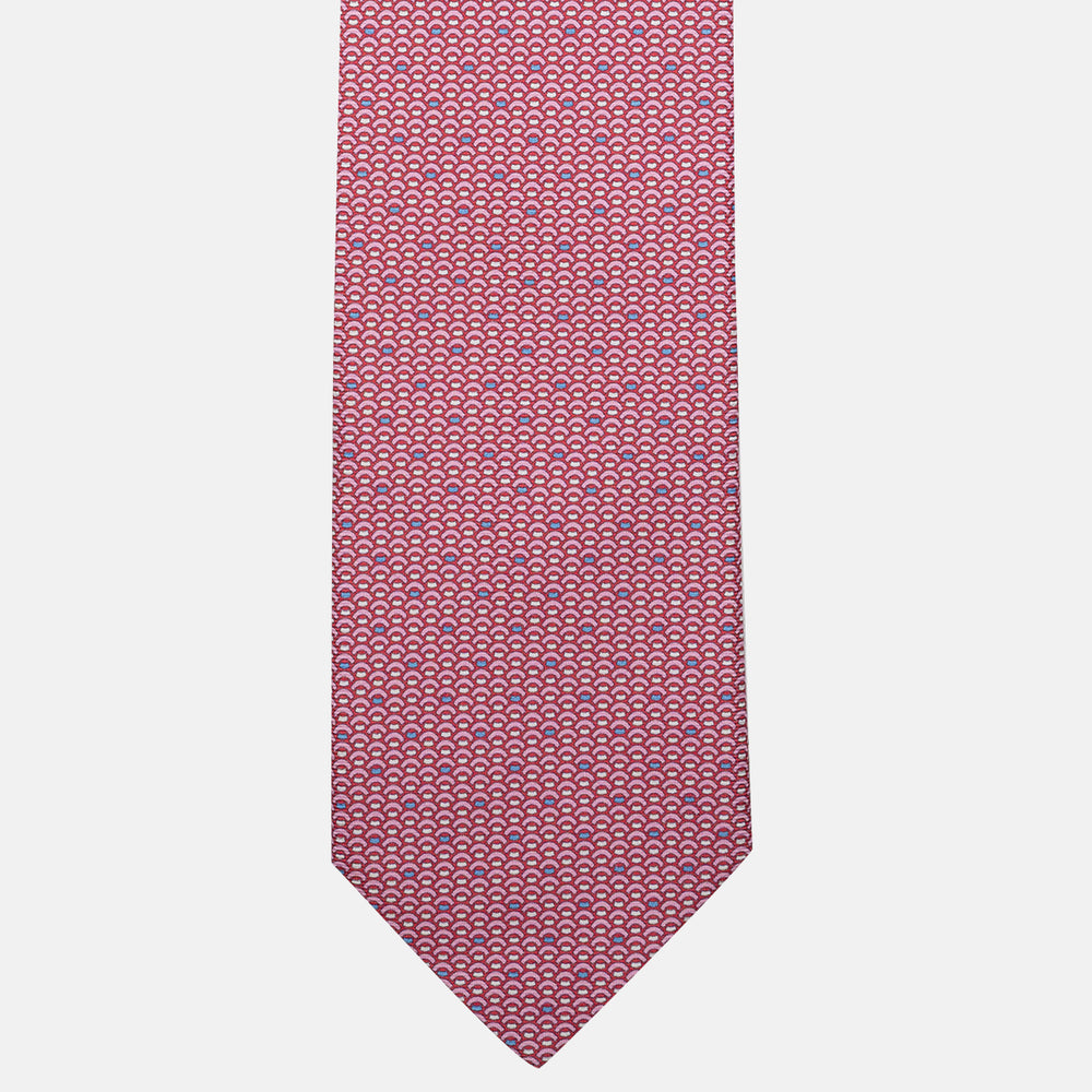 Red Geometric Pattern 3-Fold Silk Tie - DSC_4428