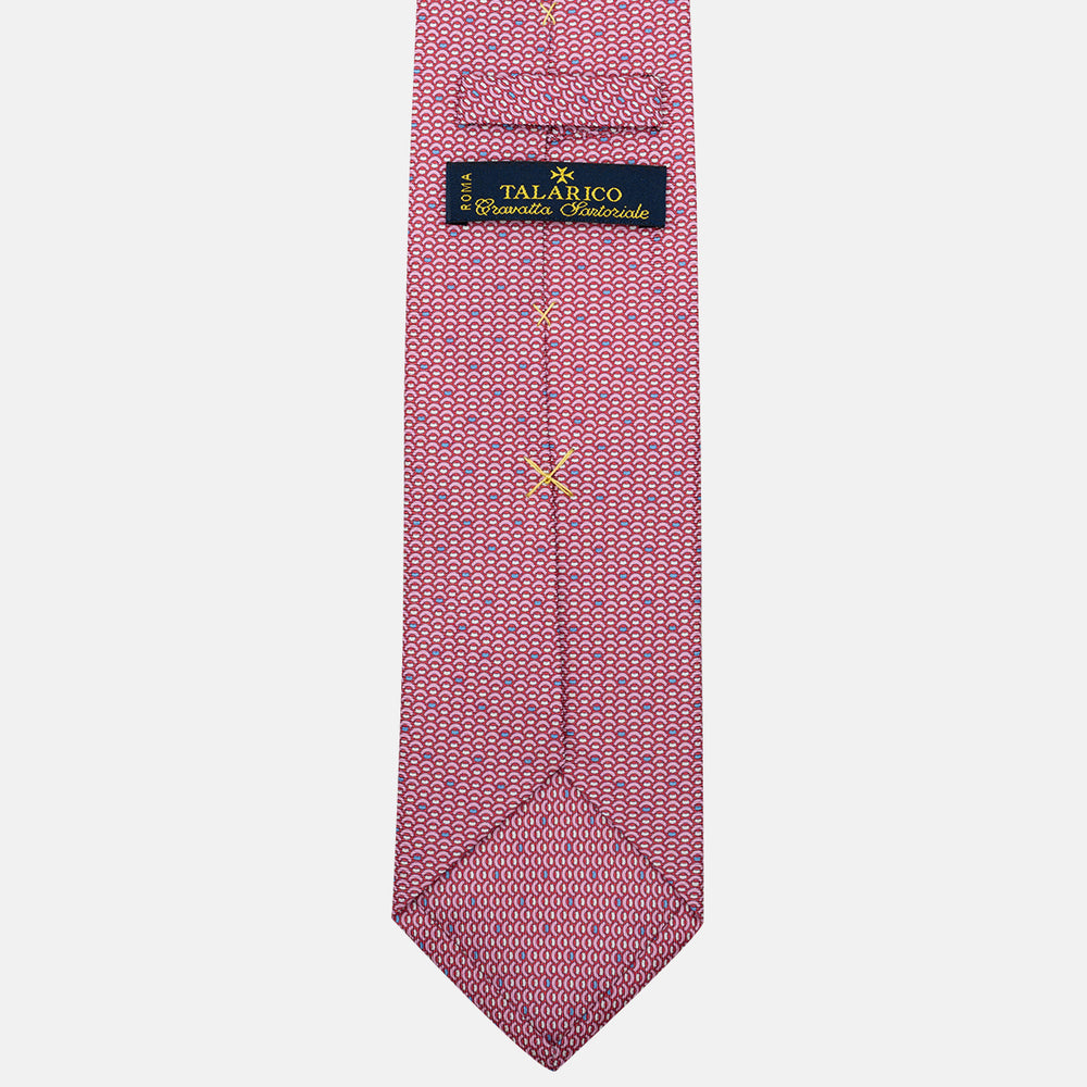 Red Geometric Pattern 3-Fold Silk Tie - DSC_4428