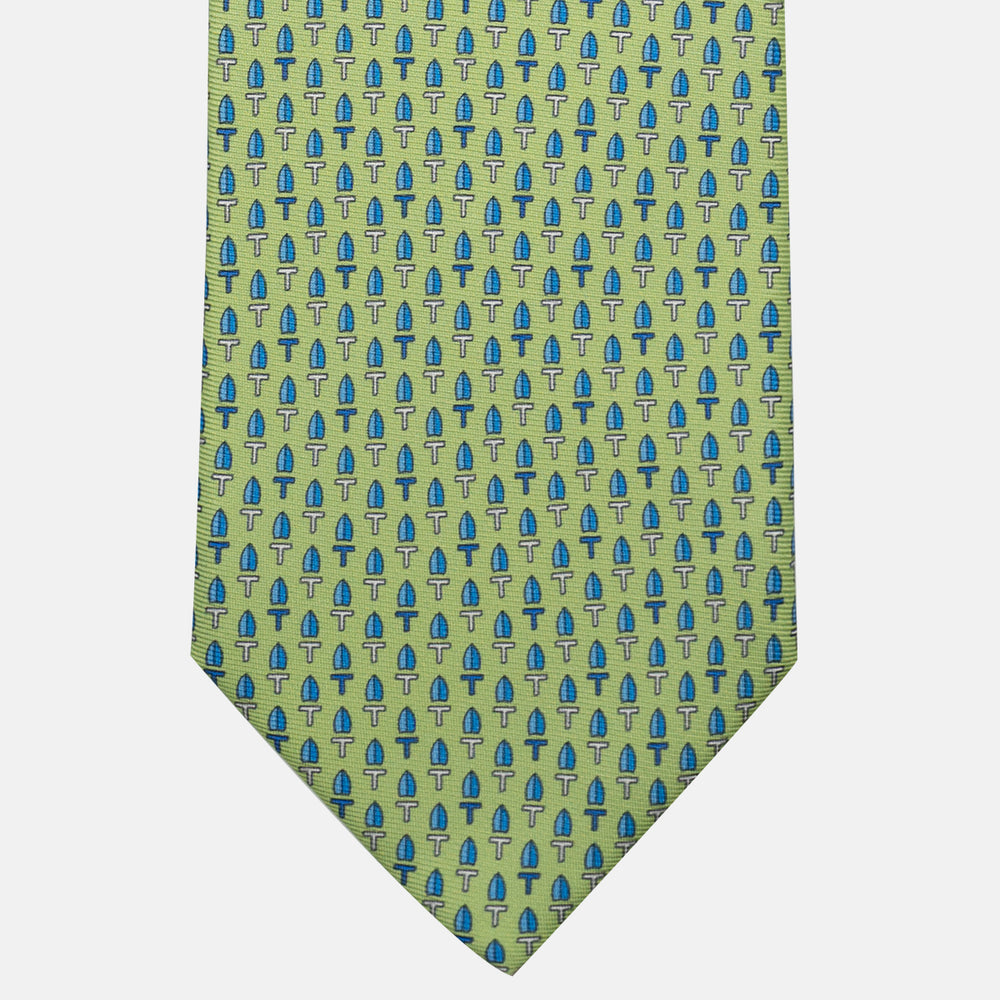 3-Fold Silk Tie, Micro Pattern, Green - DSC_4610