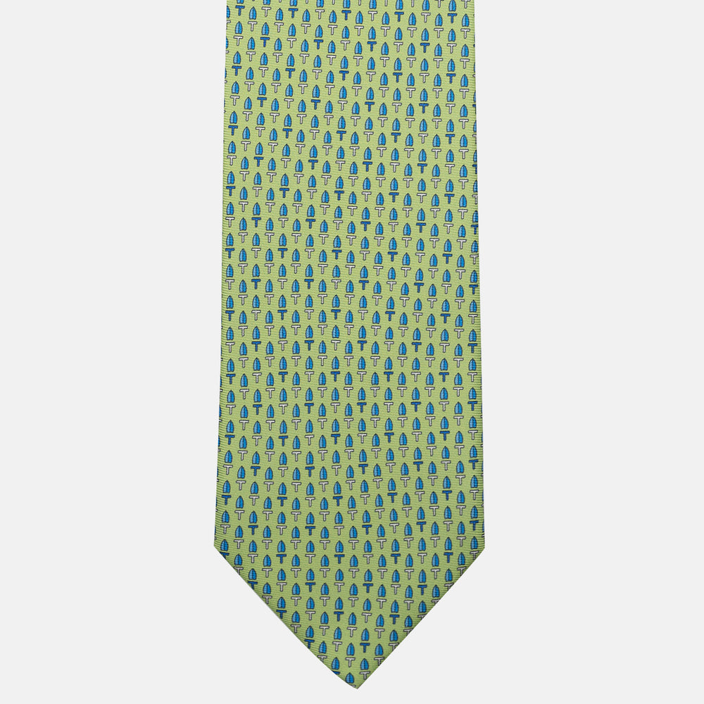 3-Fold Silk Tie, Micro Pattern, Green - DSC_4610