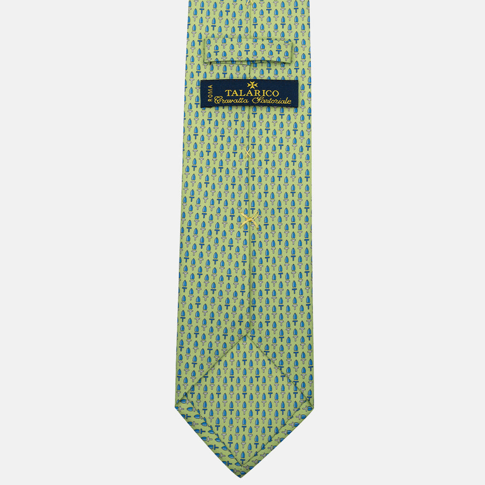 3-Fold Silk Tie, Micro Pattern, Green - DSC_4610