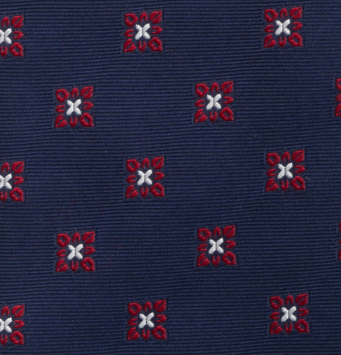 Cravatta Collezione 1999 in Seta Pesante Blu Rosso Fantasia Fiori JD06