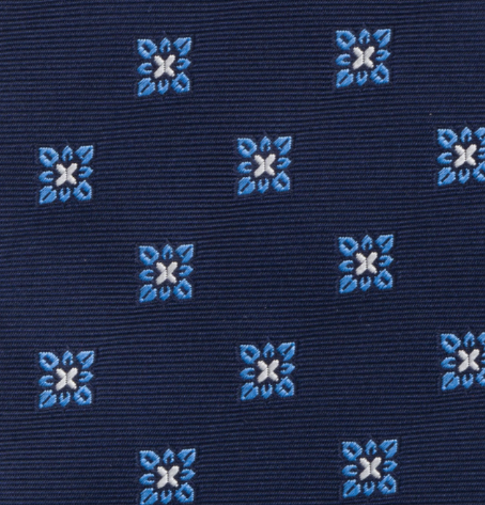 Cravatta Collezione 1999 in Seta Pesante Blu Celeste Fantasia Fiori JD06