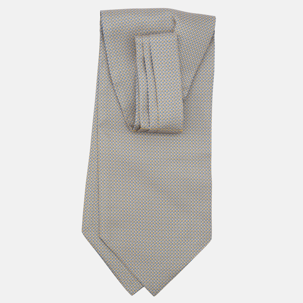 Ascot Sartoriale in Pura Seta Twill | Fatto a Mano -  Fantasia Geometrica Giallo