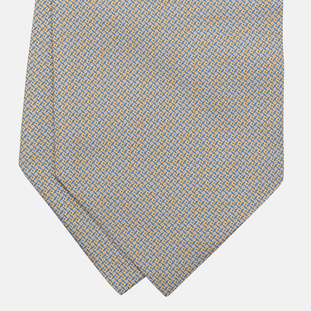 Ascot Sartoriale in Pura Seta Twill | Fatto a Mano -  Fantasia Geometrica Giallo
