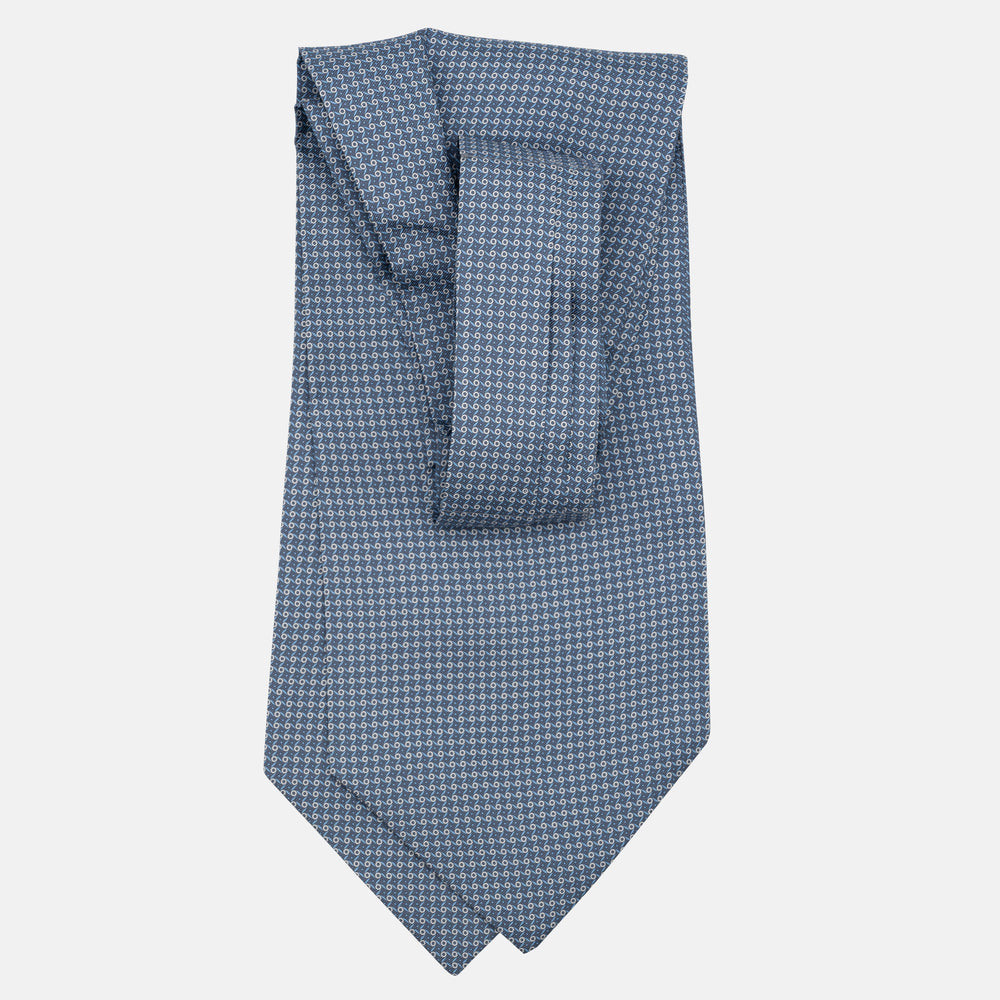 Ascot Sartoriale in Pura Seta Twill | Fatto a Mano -  Fantasia Geometrica Grigio