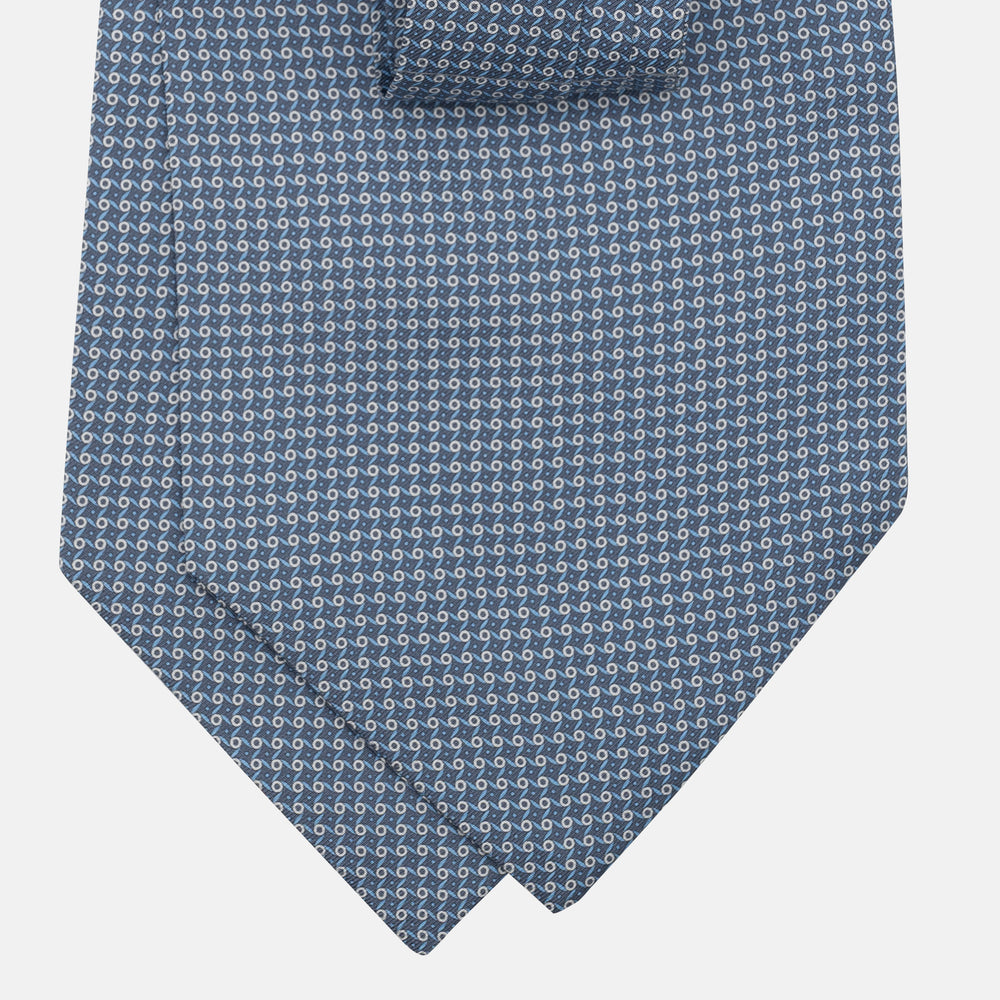 Ascot Sartoriale in Pura Seta Twill | Fatto a Mano -  Fantasia Geometrica Grigio