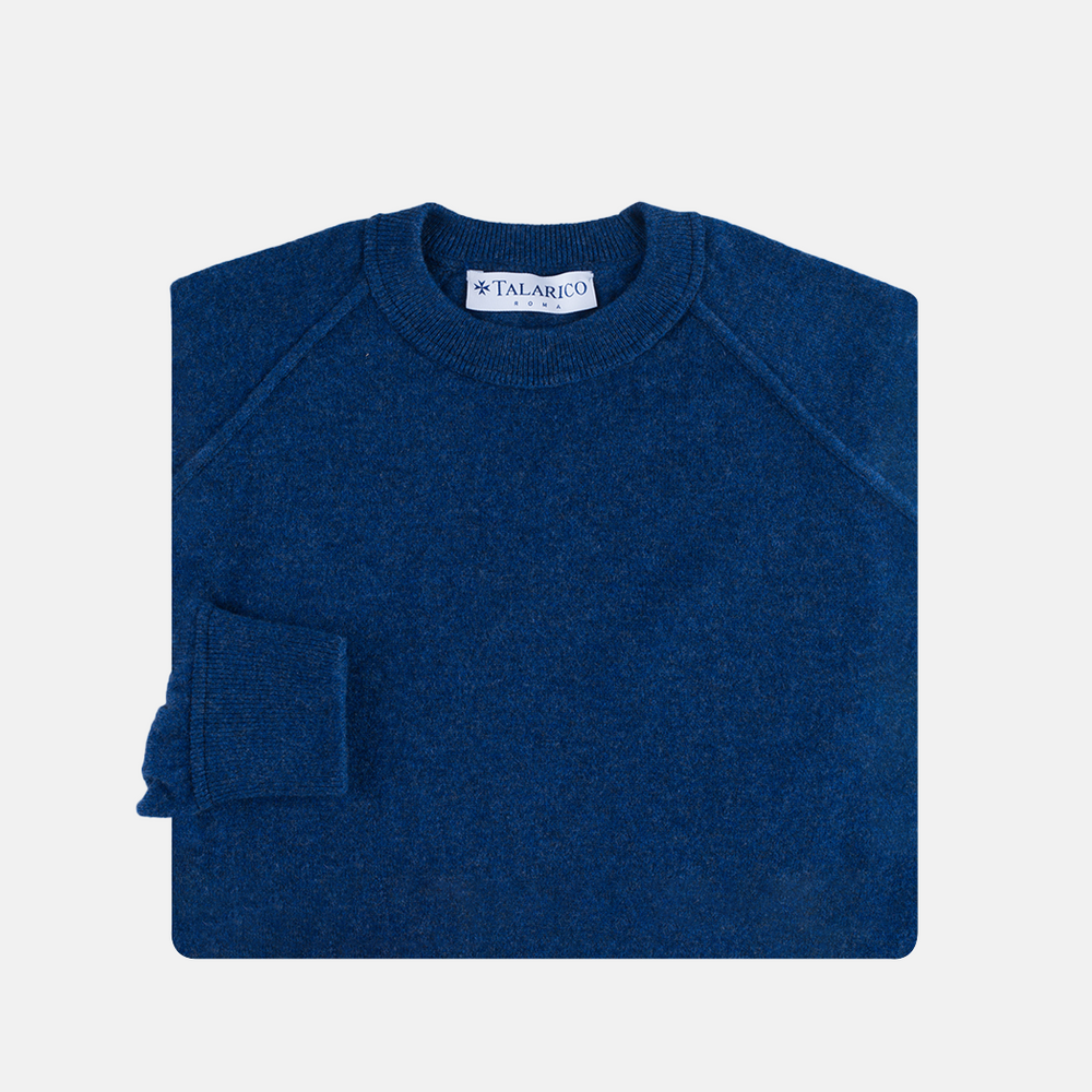 Felpa Girocollo in 100% Cashmere | Colore Blu Melange - 0806