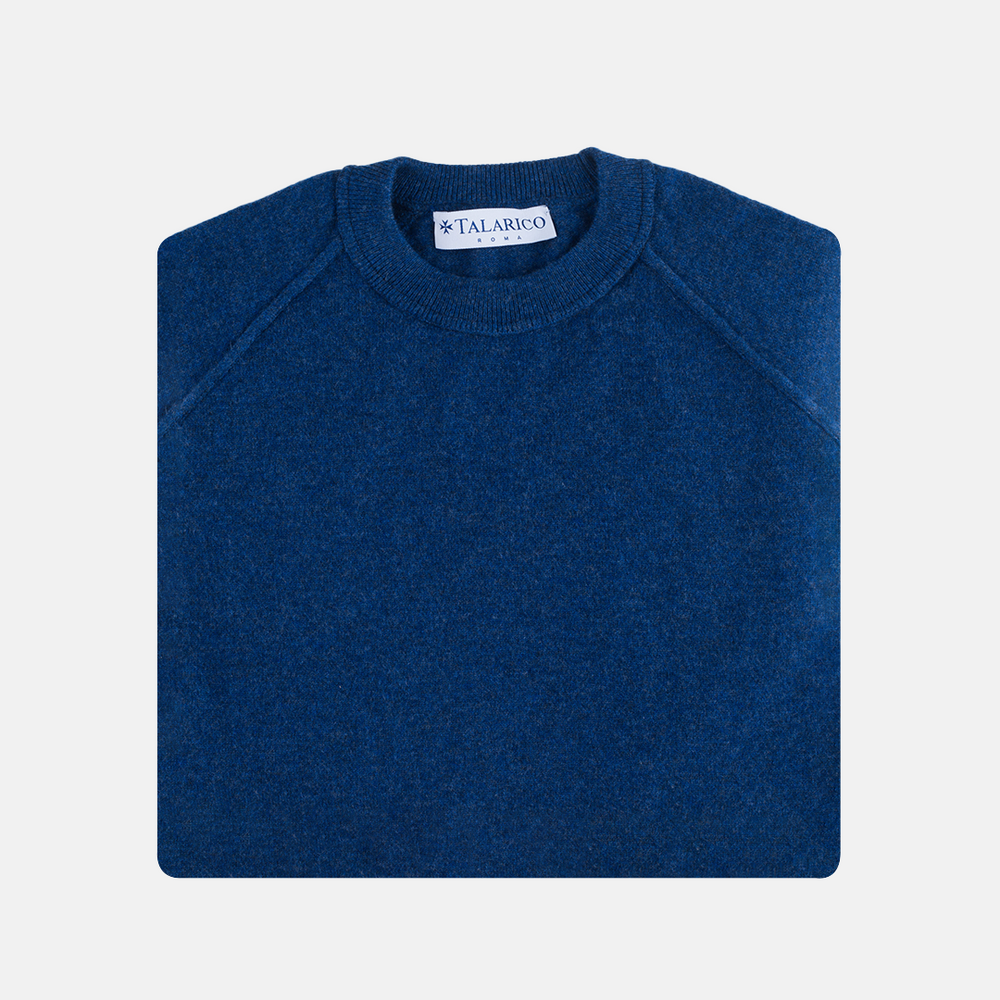 Felpa Girocollo in 100% Cashmere | Colore Blu Melange - 0806
