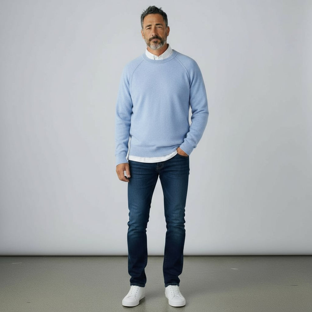 Felpa Girocollo in 100% Cashmere | Colore Cielo - 0806
