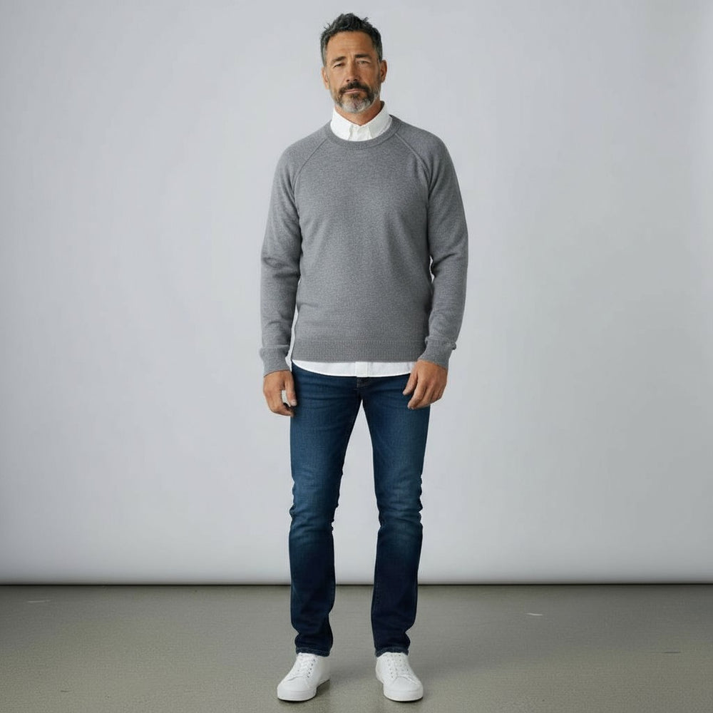 Felpa Girocollo in 100% Cashmere | Colore Gris - 0806