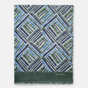 Sciarpa Coprispalle Forte Dei Marmi in Puro Lino Verde con Motivo Geometrico | Made in Italy