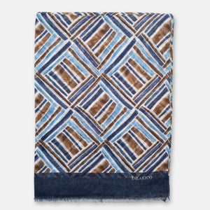 Sciarpa Coprispalle Forte Dei Marmi in Puro Lino Marrone con Motivo Geometrico | Made in Italy