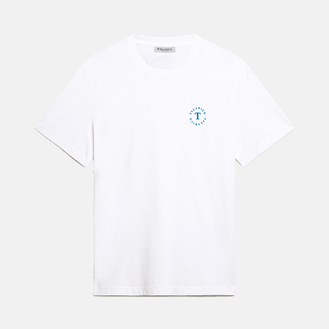 T SHIRT TALARICO IN COTONE BIANCA CON LOGO PISCINA