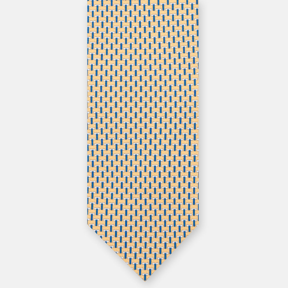 Cravatte 3 pieghe seta T Iconica Giallo Blu